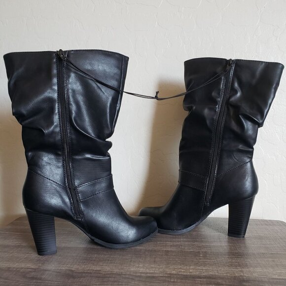 Style & Co Sachi Block Heel Mid-Shaft Slouchy Boots Faux Black 8.5 Wide Calf NEW - Picture 7 of 11